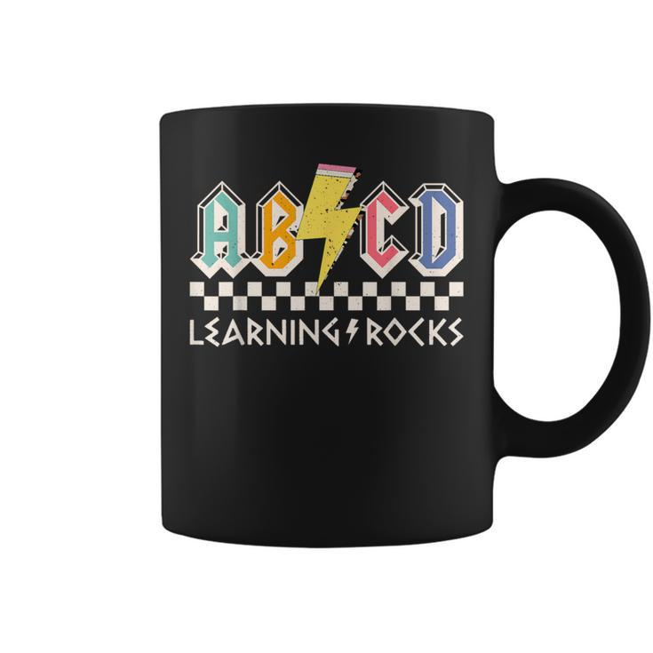 Abcd Learning Rocks Rock'n Roll Teachers Pencil Lightning Coffee Mug