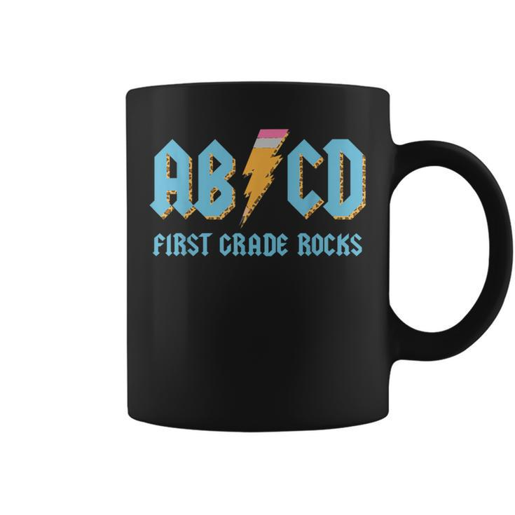 Abcd Pencil Leopard 1St Grade Rocks Back To School Teacher Coffee Mug