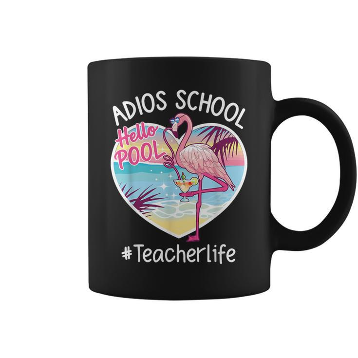 Adios School Hello Pool Flamingo Teacher Summer Coffee Mug