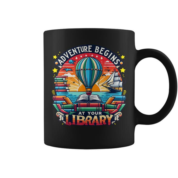 Adventure Begins At Your Library Summer Hot Balloon 2024 Coffee Mug