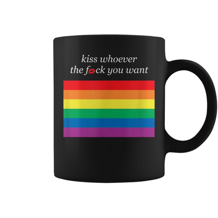 Aesthetic Lgbt Rainbow Flag Kiss Whoever The Fuck You Want Coffee Mug