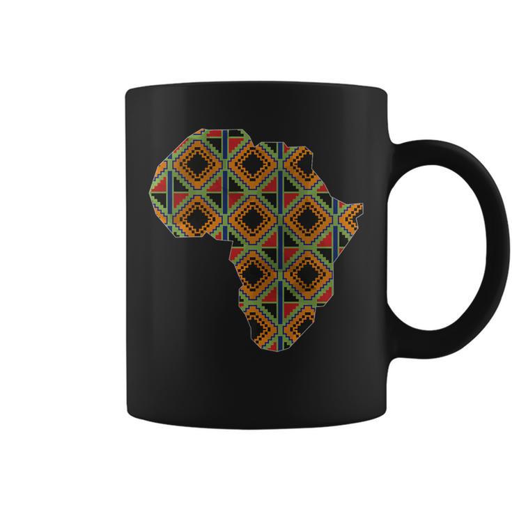 Africa Map Kente Pattern Blue African Ghana Style Ankara Coffee Mug