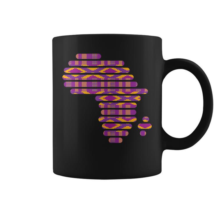 Africa Map Kente Pattern Pink Ghana Style African Coffee Mug