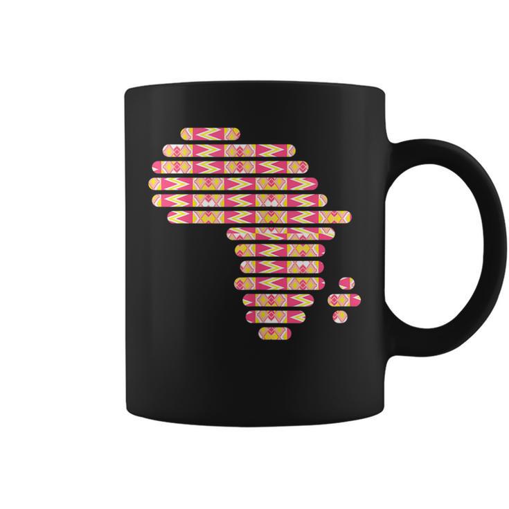 Africa Map Kente Pattern Pink Ghana Style West African Print Coffee Mug