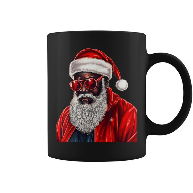 African American Santa Claus Family Christmas Black Coffee Mug