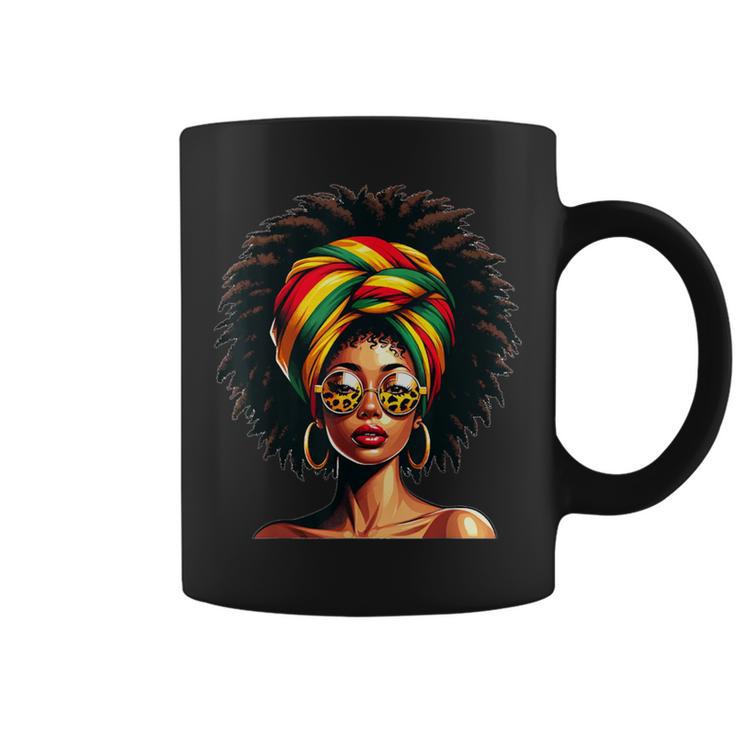 Afro Woman African Melanin Headscarf Nubian Black History Coffee Mug