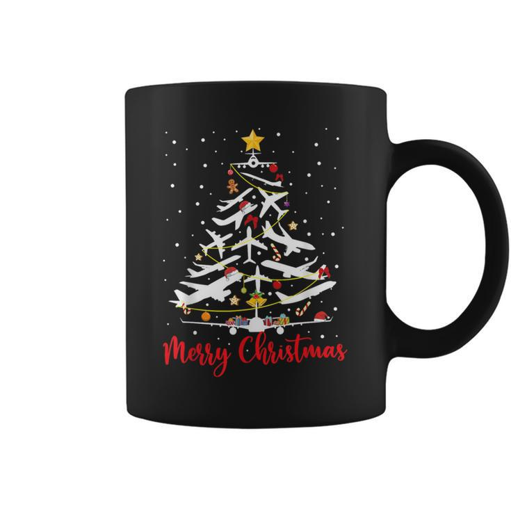Airplane Christmas Tree Merry Christmas Most Likely Pilot Coffee Mug