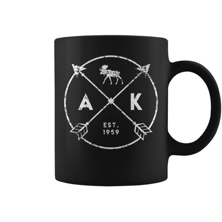 Alaska Adventure Est 1959 Moose Arrows Tribal State Coffee Mug