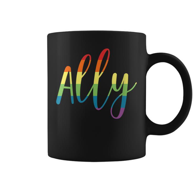 Ally Pride Gay Lgbt Day Month Parade Rainbow Flag Coffee Mug