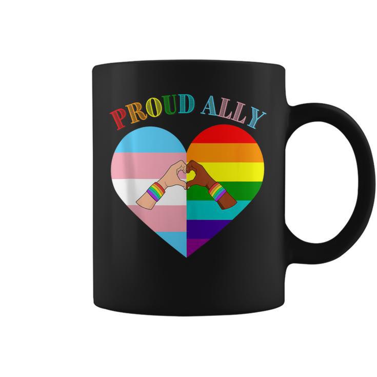 Ally Rainbow Flag Heart Lgbt Gay Lesbian Support Pride Month Coffee Mug