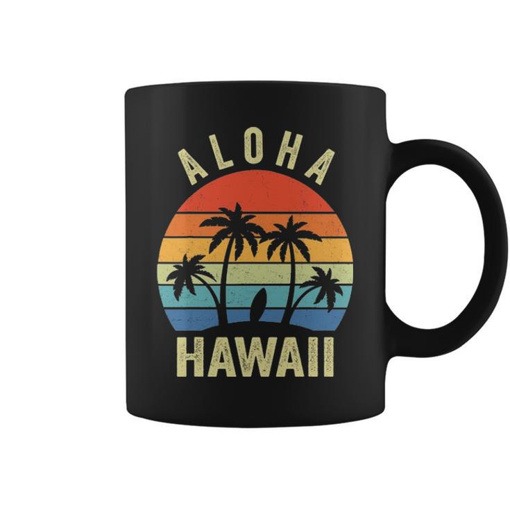 Aloha Hawaii Hawaiian Island Palm Beach Surfboard Surf Coffee Mug