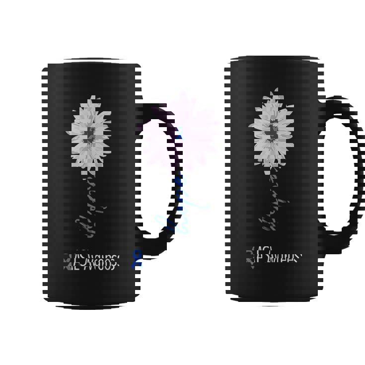 Als Awareness Month Blue Sunflower Ribbon Als Warrior Coffee Mug