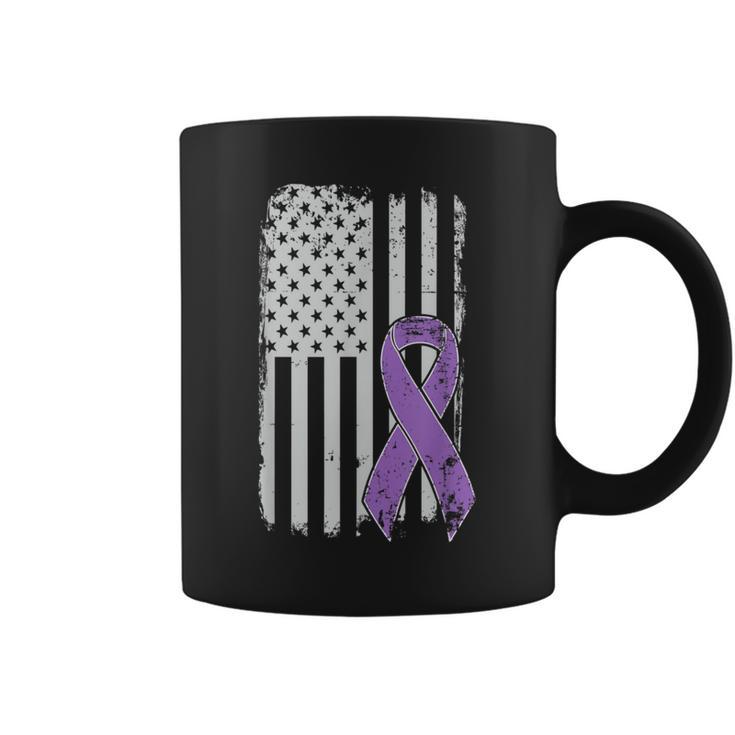 Alzheimers Awareness Usa American Flag Alz Dementia Ribbon Coffee Mug