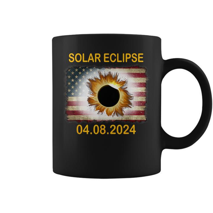 America Totality 04 08 24 Total Solar Eclipse 2024 Usa Flag Coffee Mug