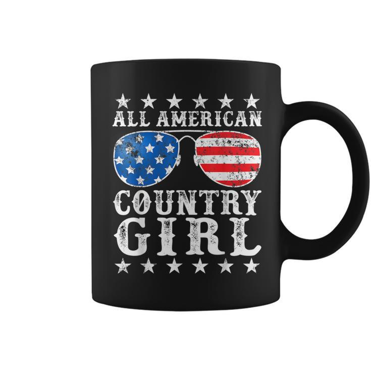 All American Country Girl 4Th Of July Usa Flag Girls Coffee Mug