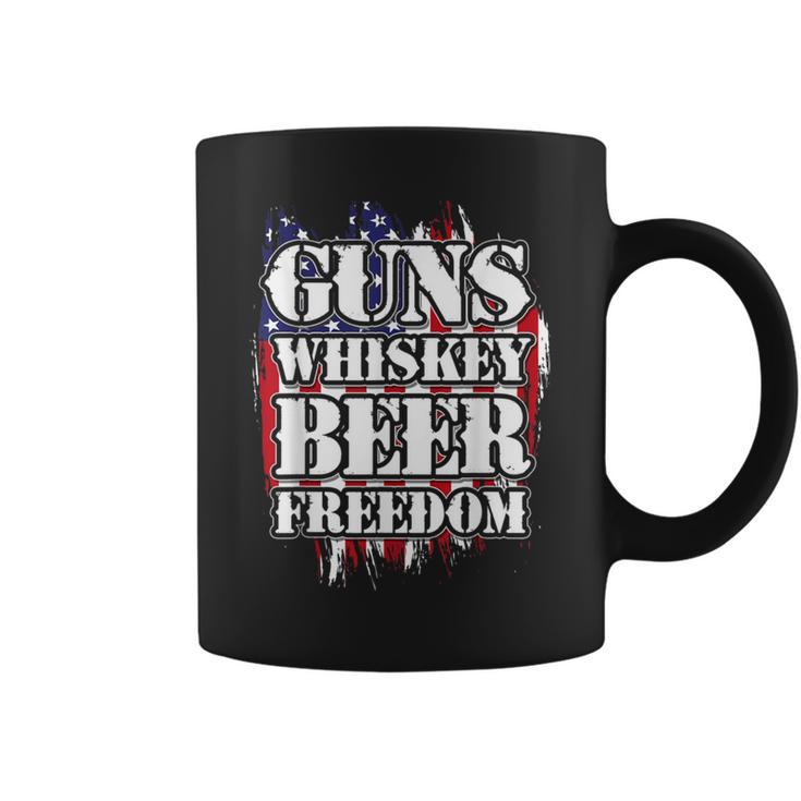American Flag Guns Whiskey Beer Freedom Coffee Mug