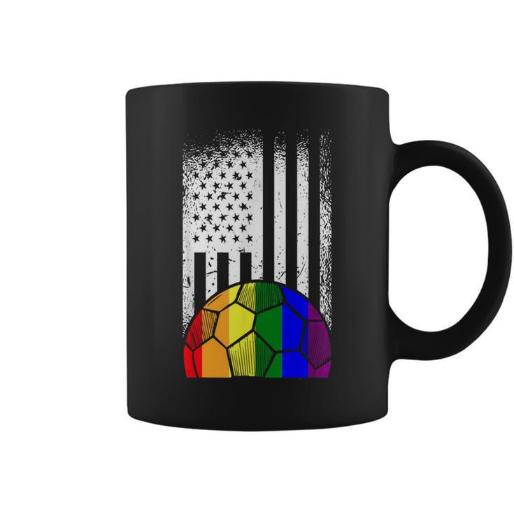 American Flag Soccer Ball Lgbt-Q Rainbow Gay Pride Ally Coffee Mug