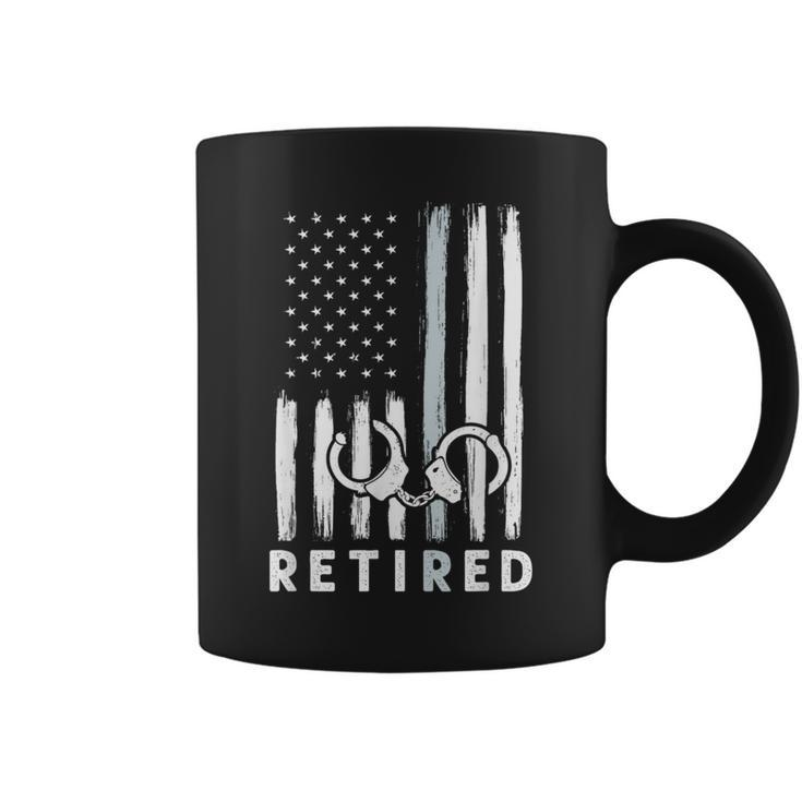 American Flag Thin Silver Line Retired Correction Officer Coffee Mug