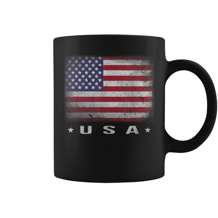 American Flag Usa July 4Th White Blue Red Faded Stripe Star Coffee Mug