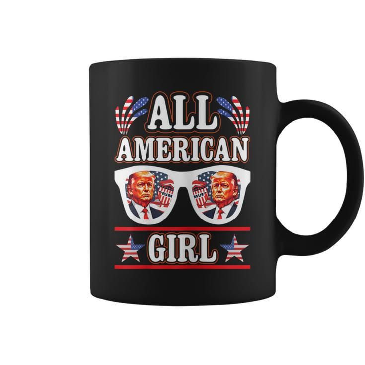 All American Girl Retro Love Heart Trump Usa American Flag Coffee Mug