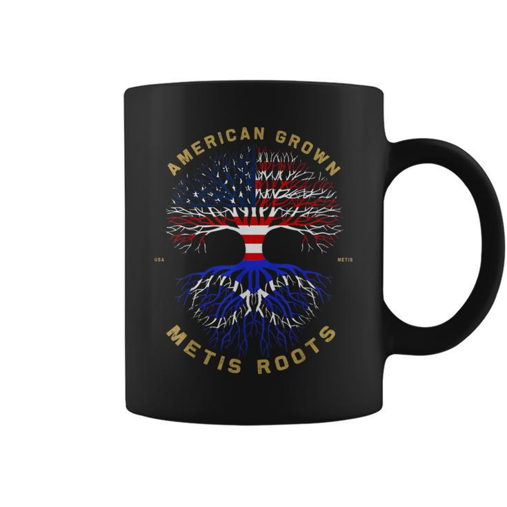 American Grown With Metis Roots Tree Usa Flag Unique Coffee Mug