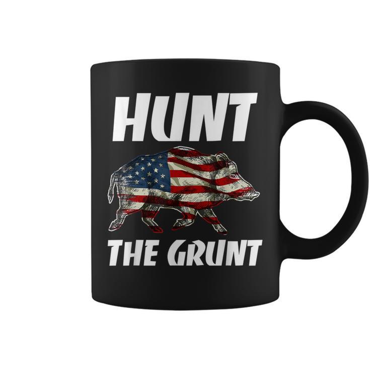 American Hunt The Grunt Hog Vintage Wild Boar Hunting Dad Coffee Mug