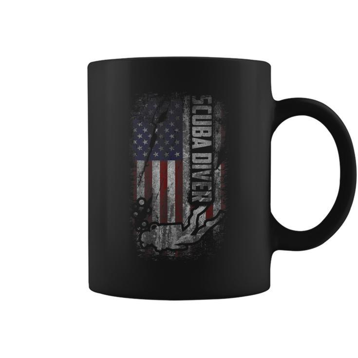 American Scuba Diving Patriot Usa Flag Scuba Diver Coffee Mug