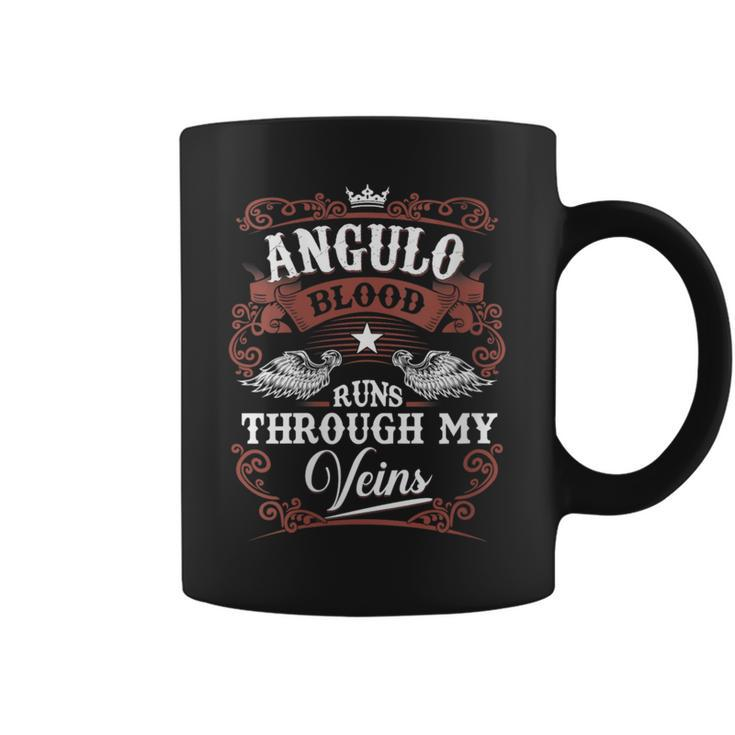 Angulo Blood Runs Through My Veins Vintage Family Name Coffee Mug