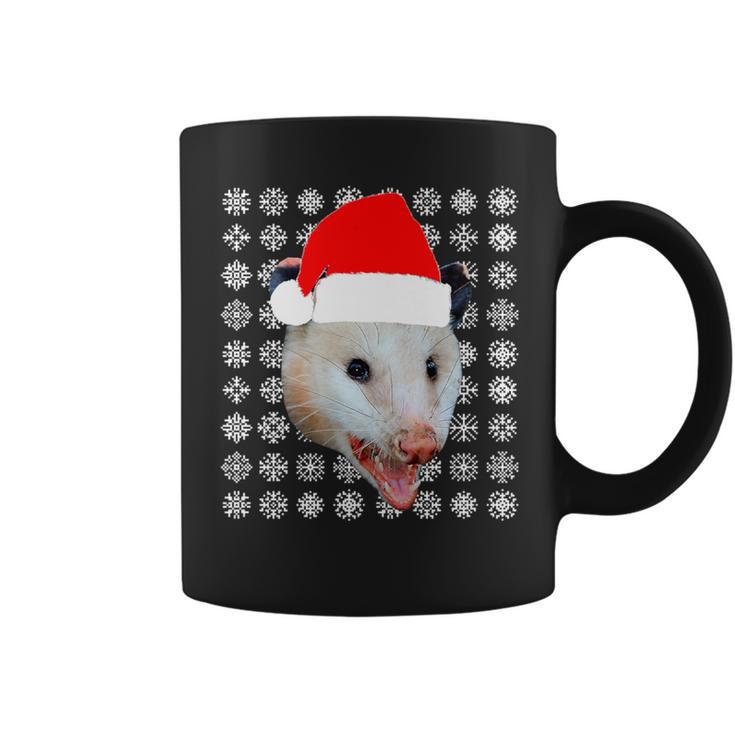 Animals In Santa Hats Road Kill Opossum Christmas Coffee Mug