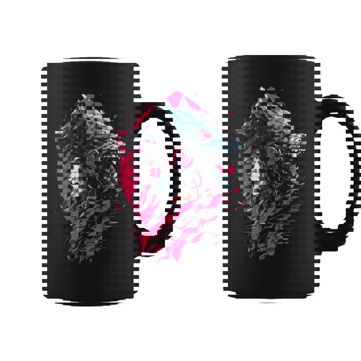 Anime Manga Cyberpunk Aesthetic Techwear Harajuku Wolf Taza de café