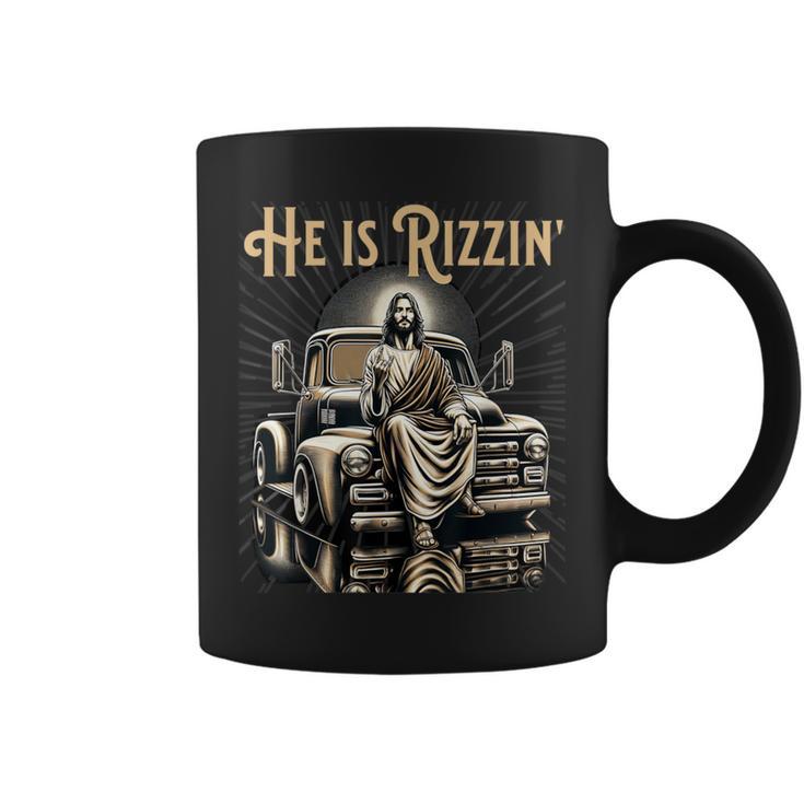 Antique Truck He Is Rizzin Jesus On Old Truck Coffee Mug