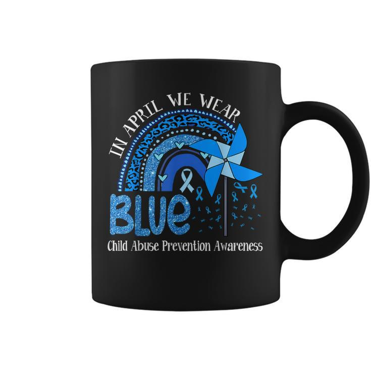 In April We Wear Blue For Child Abuse Prevention Awareness Coffee Mug