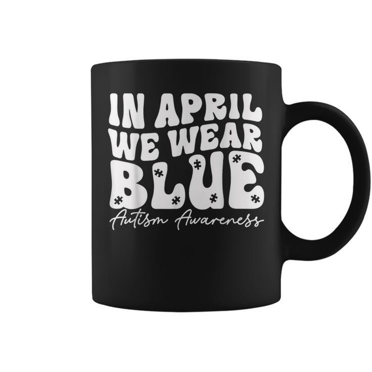 In April We Wear Blue Groovy Autism Awareness Coffee Mug