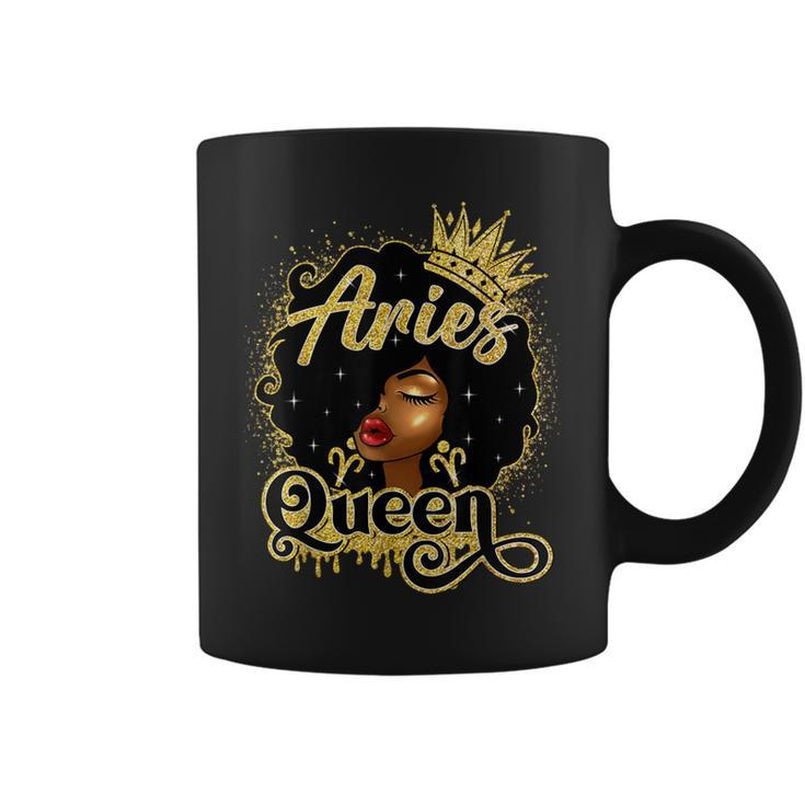 Aries Queen Birthday Afro Natural Hair Black Women Coffee Mug