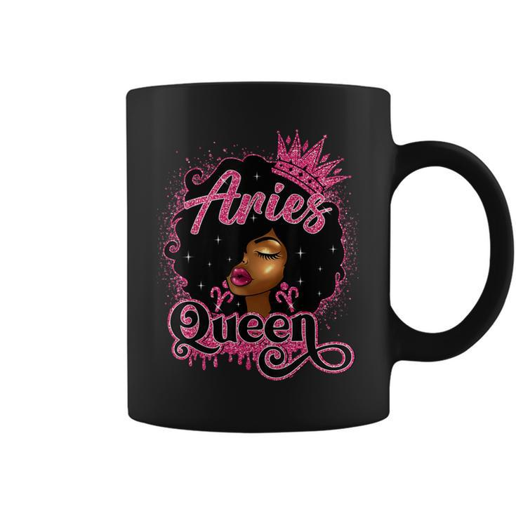 Aries Queen Birthday Afro Natural Hair Girl Black Women Coffee Mug