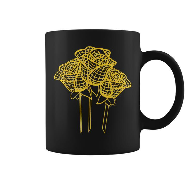Artistic Yellow Roses Geometric Line Drawing Coffee Mug