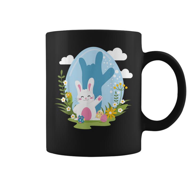 Asl Easter Bunny Reflection I Love You Hand Sign Language Coffee Mug