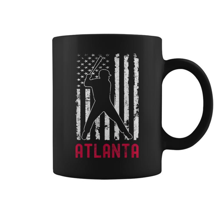 Atlanta American Flag Baseball Weathered Coffee Mug