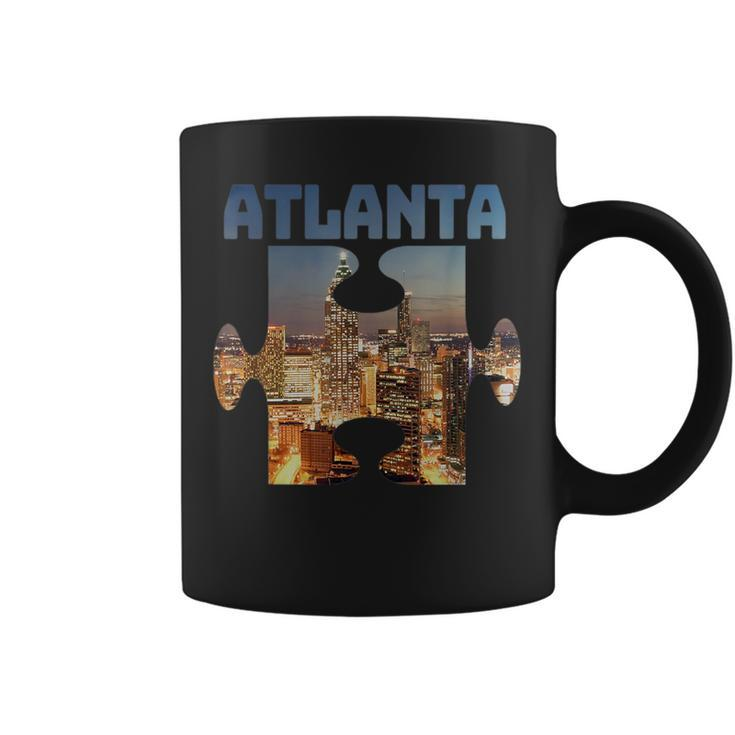 Atlanta Georgia City Skyline Souvenir Puzzle Piece Coffee Mug