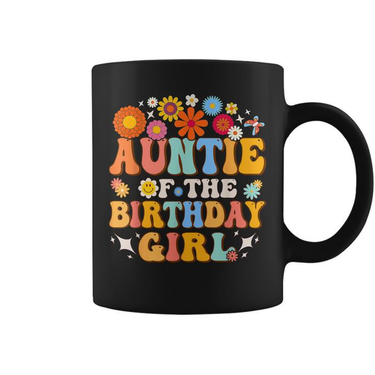 Auntie Of The Birthday Girl Groovy Themed Family Matching Coffee Mug