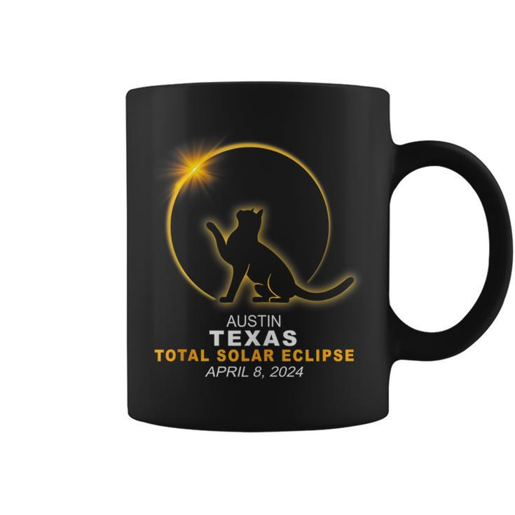 Austin Texas Cat Total Solar Eclipse 2024 Coffee Mug