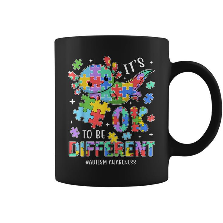 Autism Awareness Cute Axolotl It's Ok To Be Different Coffee Mug