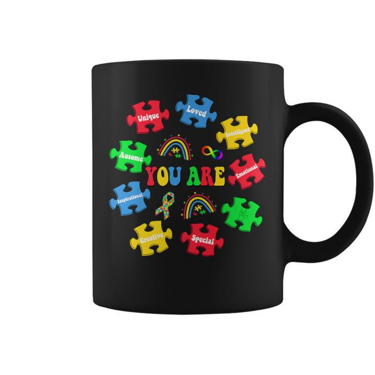 You Are Awesome Autism Rainbow Puzzles Autism Awareness Coffee Mug