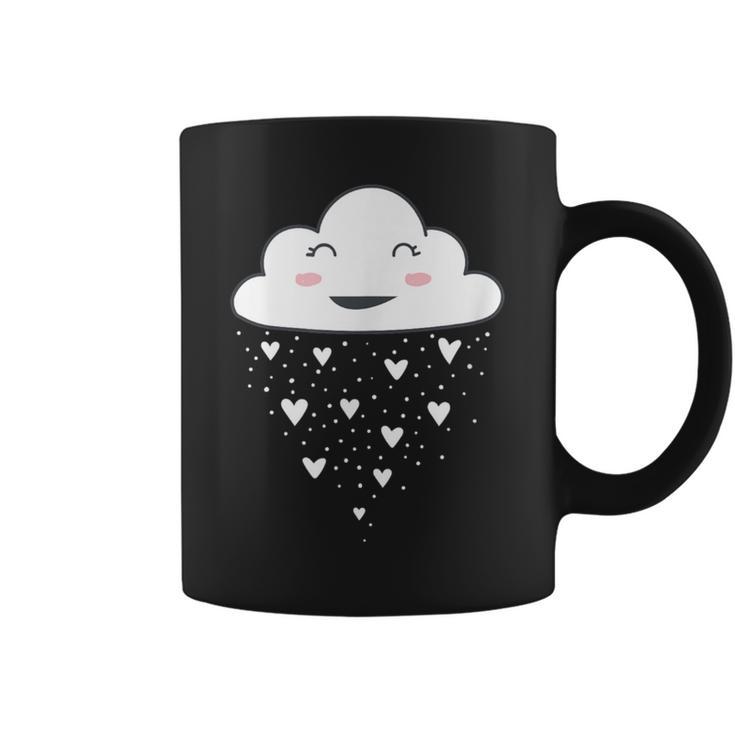 Awesome White Cloud Rain Raindrop Hearts Print Coffee Mug