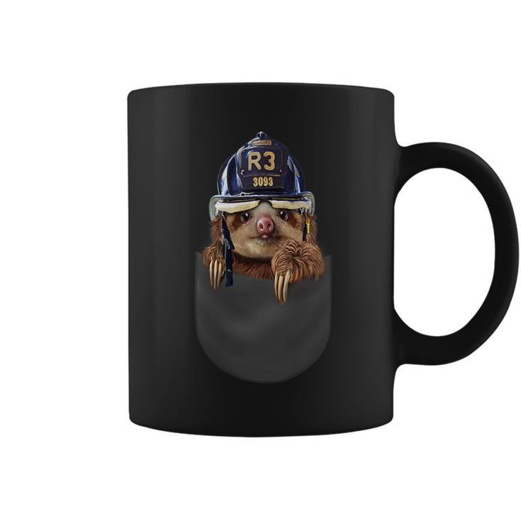 Baby Sloth In Fireman Helmet Pocket Coffee Mug