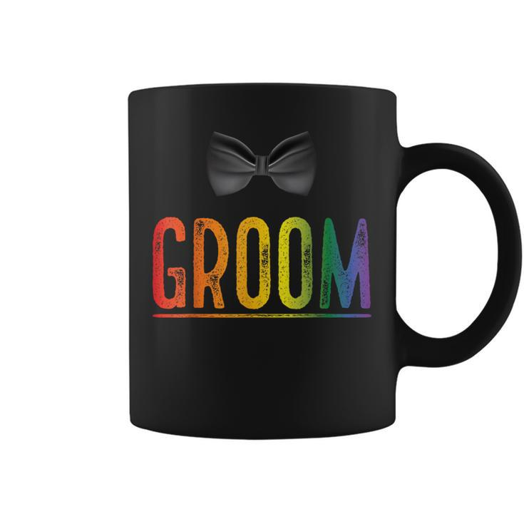 Bachelor Party Rainbow Gay Pride Groom Bow Tie Coffee Mug