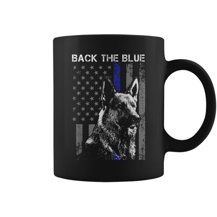 Back The Blue Thin Blue Line Flag K-9 German Shepherd Police Coffee Mug