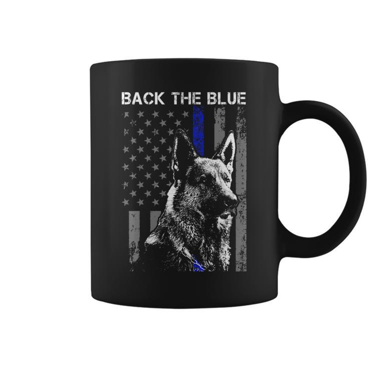 Back The Blue Thin Blue Line Flag K-9 German Shepherd Police Coffee Mug