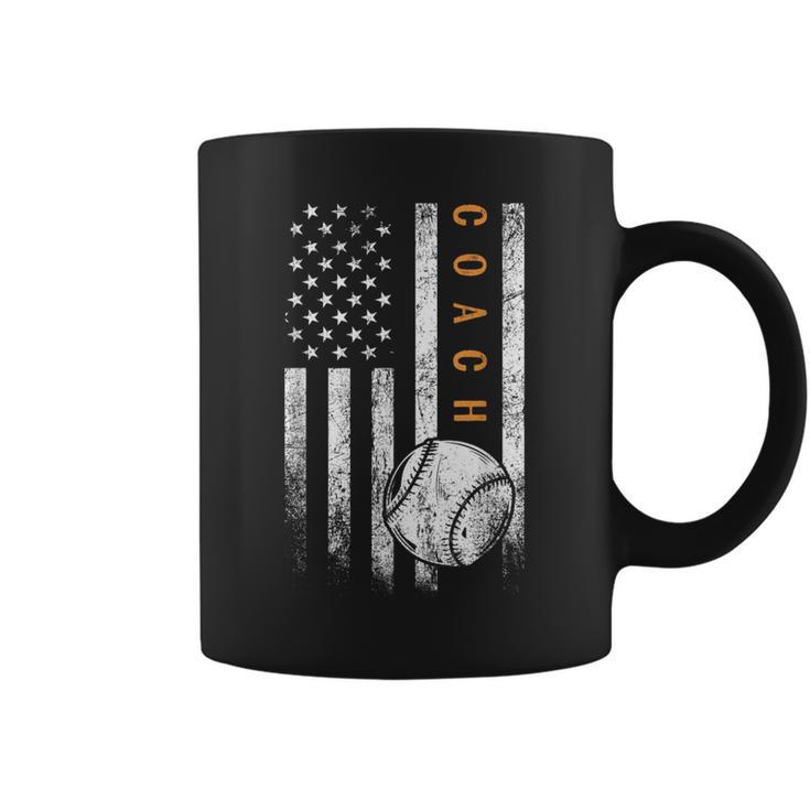 Baseball Coach American Flag Baseball Trainer Coaching Coffee Mug