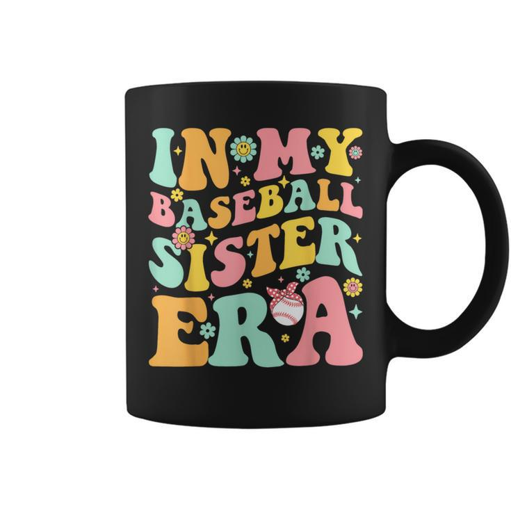 In My Baseball Sister Era Retro Groovy Baseball Sis Coffee Mug